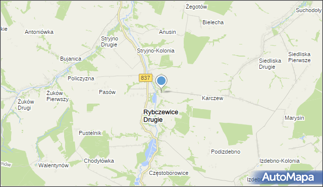 mapa Rybczewice Pierwsze, Rybczewice Pierwsze na mapie Targeo